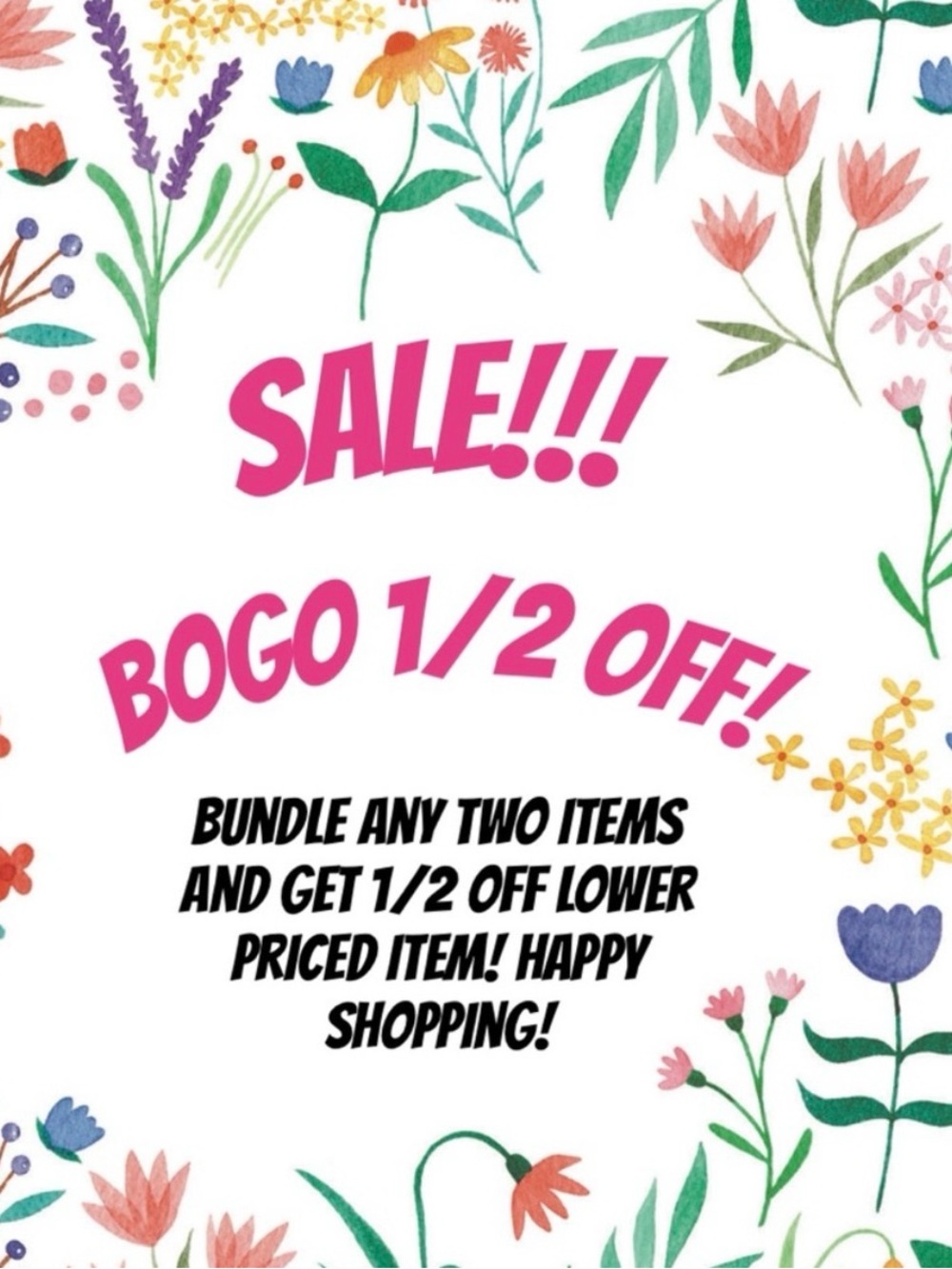 Today Only!!! Bogo 1/2 Off